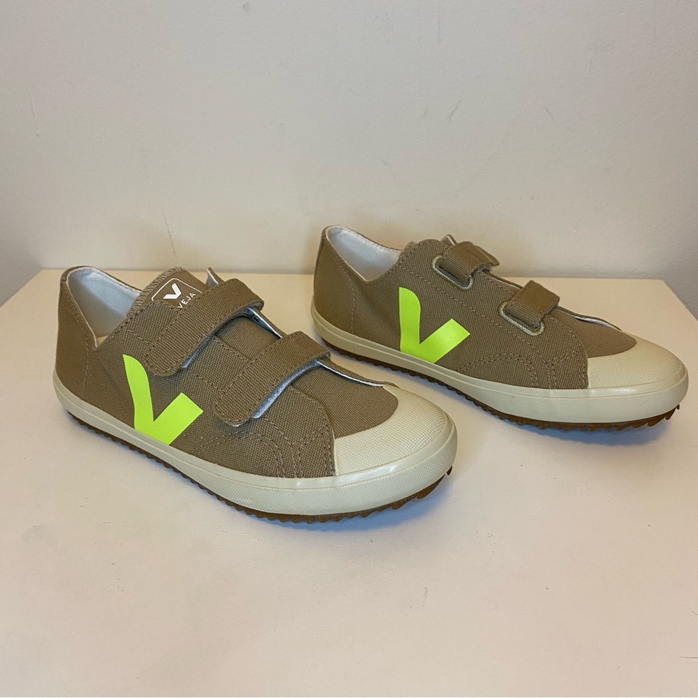 VEJA x BONPOINT Ollie Touch Strap Canvas Sneakers Dune Beige Sz 35 US 4 Unisex - Picture 2 of 11